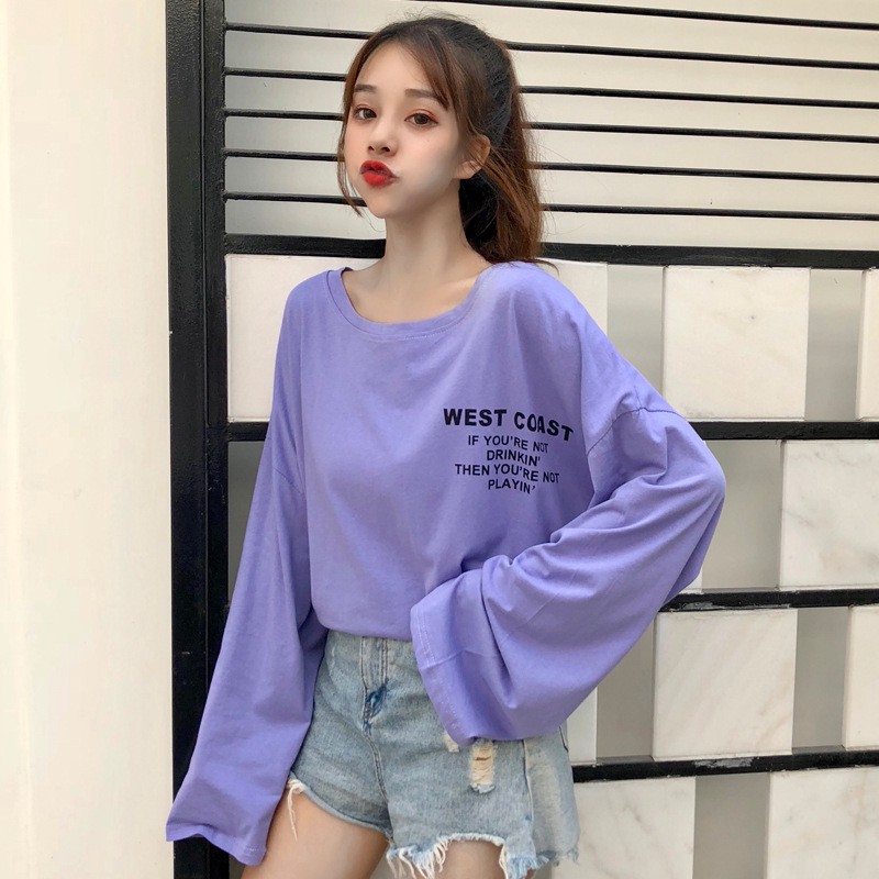 Áo phông, áo thun nam nữ form rộng tay dài Unisex WEST COST Từ 50-70kg