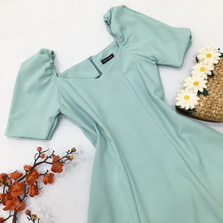 Đầm váy xoè cổ v basic 2 màu (kèm hình thật)