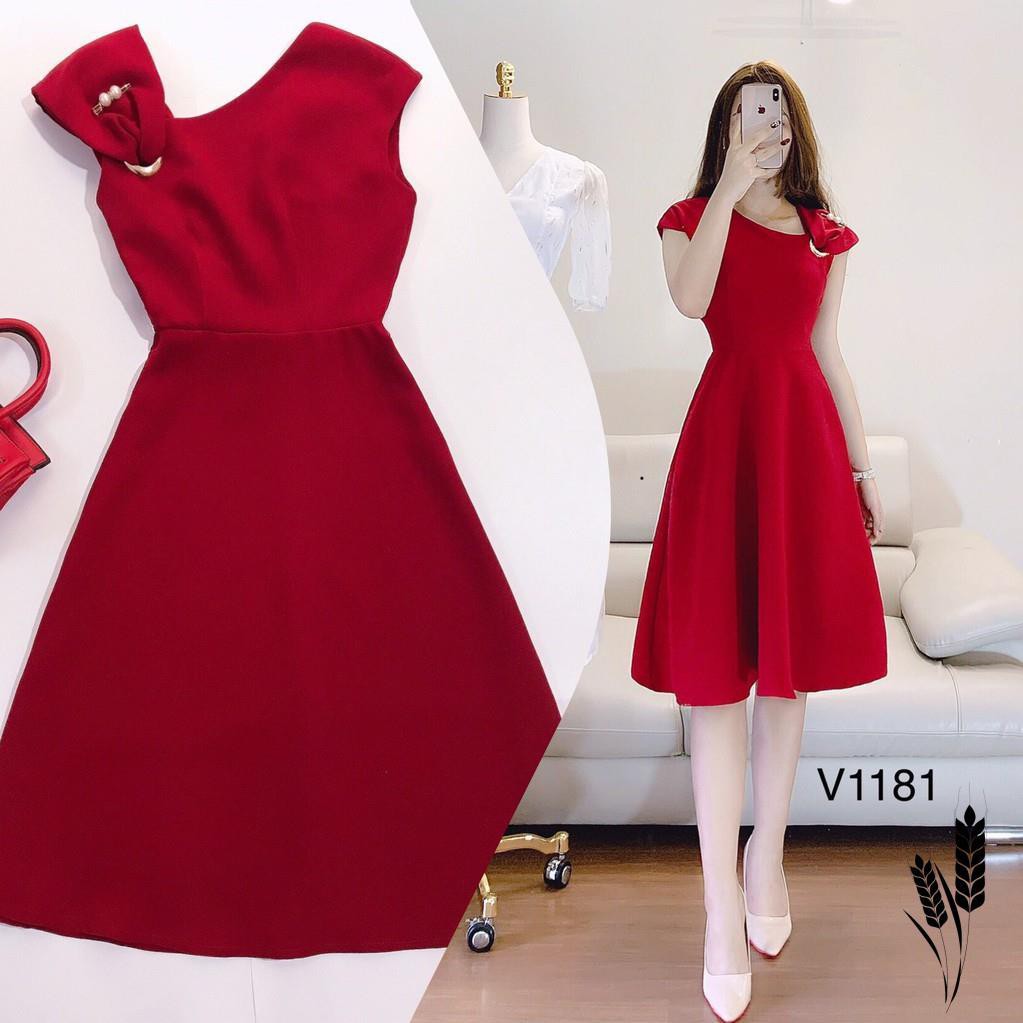 Váy đỏ xòe V1181 - chatfashion.vn (Kèm ảnh thật trải sàn do shop tự chụp)