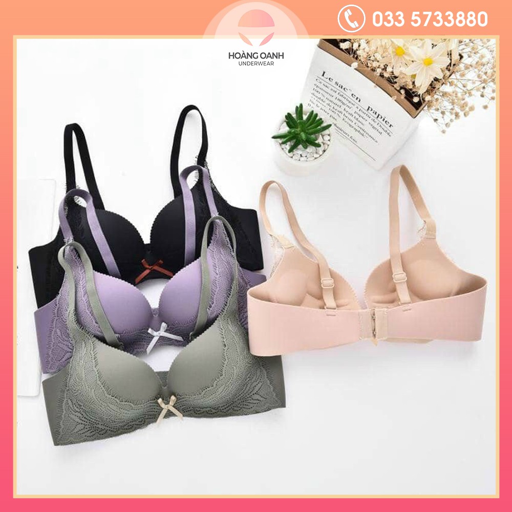 Áo lót  Hoàng Oanh Underwear, áo ngực su không gọng pha ren đệm vừa mã nơ a16
