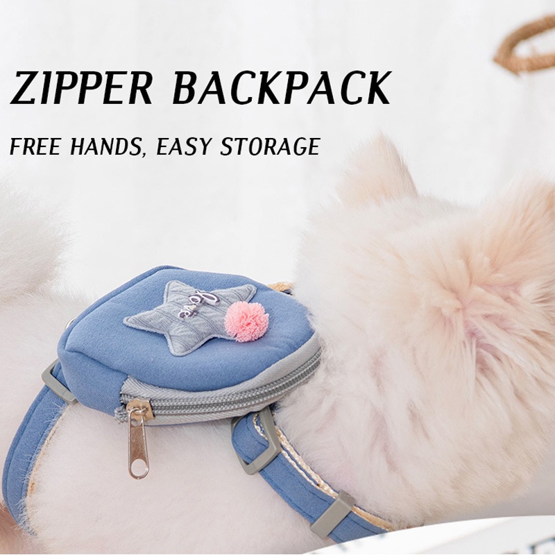 Dây Dắt Thú Cưng Đi Dạo 27Pets} Kèm Dây Đai Ngực Mềm Mại Họa Tiết Ngôi Sao