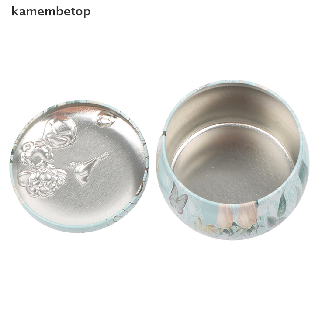 Hộp thiếc sắt hình tròn chứa nến kẹo xà phòng thủ công thích hợp làm quà tặng