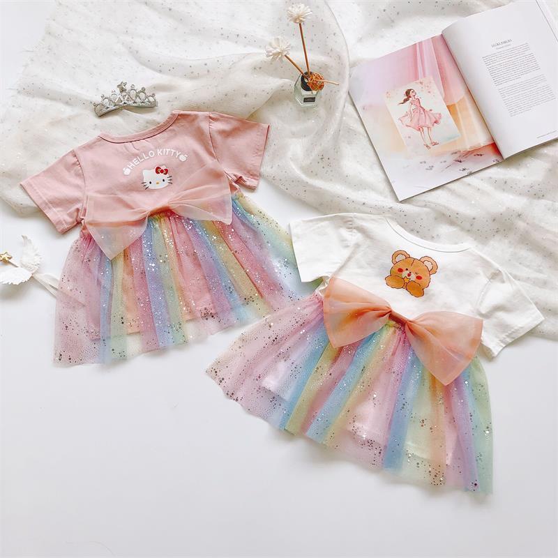 Áo Thun Lưới Tay Ngắn Màu Hồng Gradient Thời Trang Mùa Hè Dễ Thương Xinh Xắn Cho Bé Gái