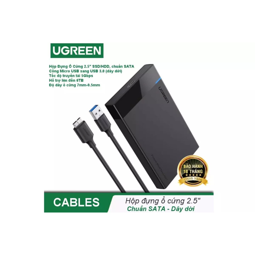 Hộp đựng Ổ cứng HDD 2.5 SATA USB 3.0 UGREEN 30848 US221 Cao Cấp Chính Hãng