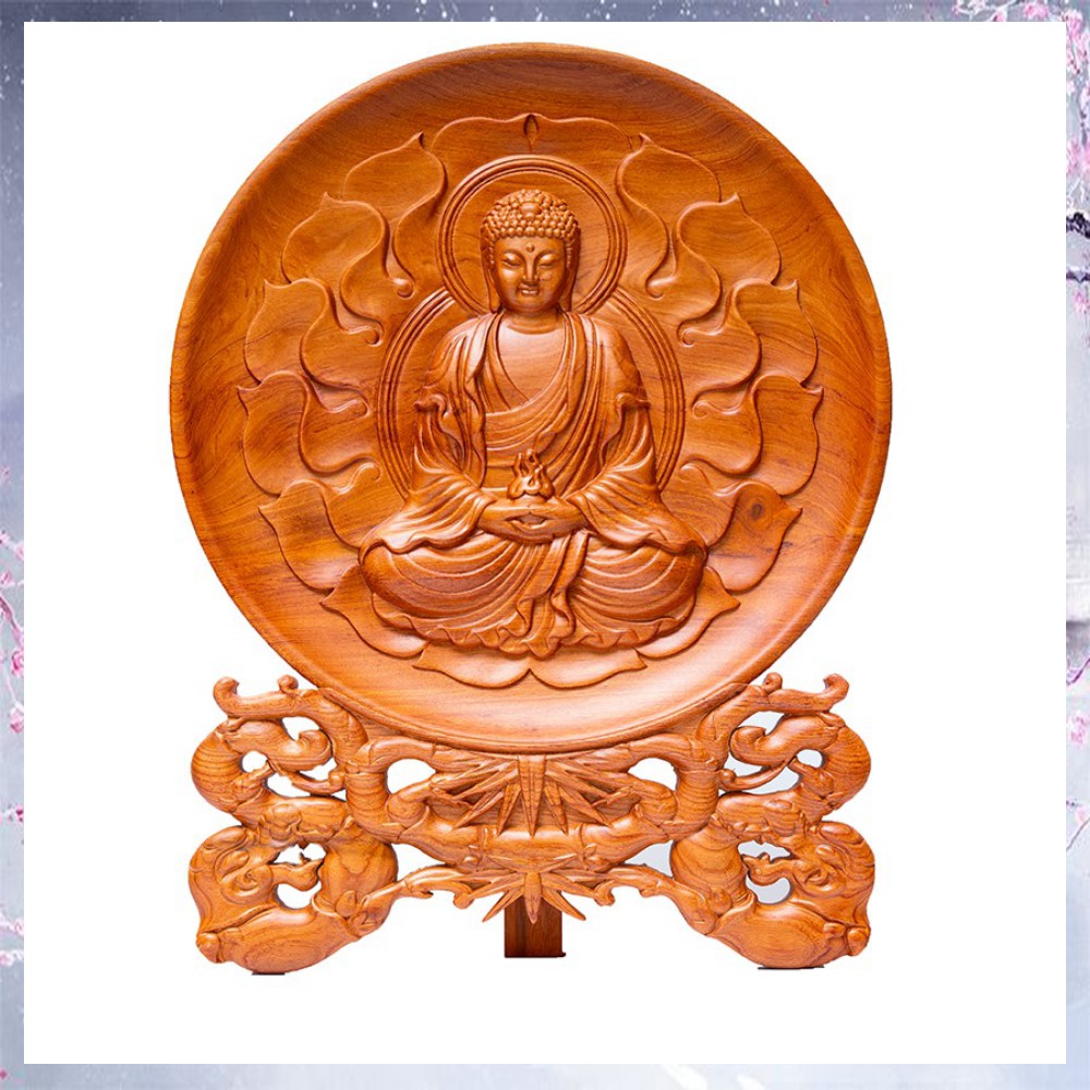 Tranh Đĩa Phật Tọa Đài Sen. Gỗ hương đá. Tiện liền khối. | BigBuy360 - bigbuy360.vn