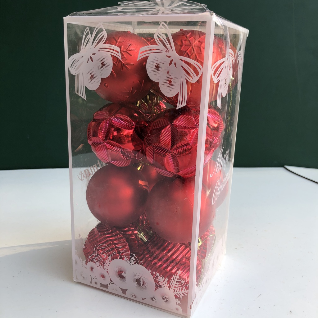 Hộp 16 quả châu kiểu mới đường kính 6cm treo cây thông Noel trang trí Giáng sinh làm vòng nguyệt quế