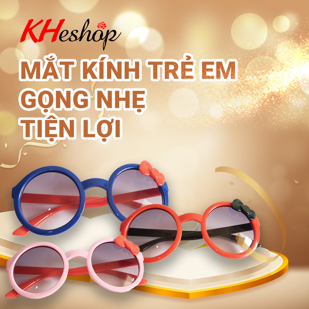 kính mát thời trang cho bé gái, có nơ gọng tròn dễ thương, đi nắng chống bui, chống tia UV400- mã H1374