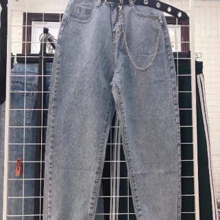 Quần baggy bò kèm thắt lưng dây xích, kèm ảnh thật