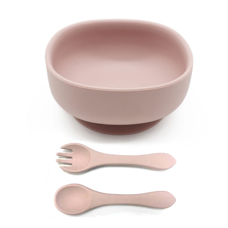 Bộ Tô Muỗng Nĩa Ăn Chia Ngăn Bằng Silicone Không BPA Dành Cho Trẻ Sơ Sinh