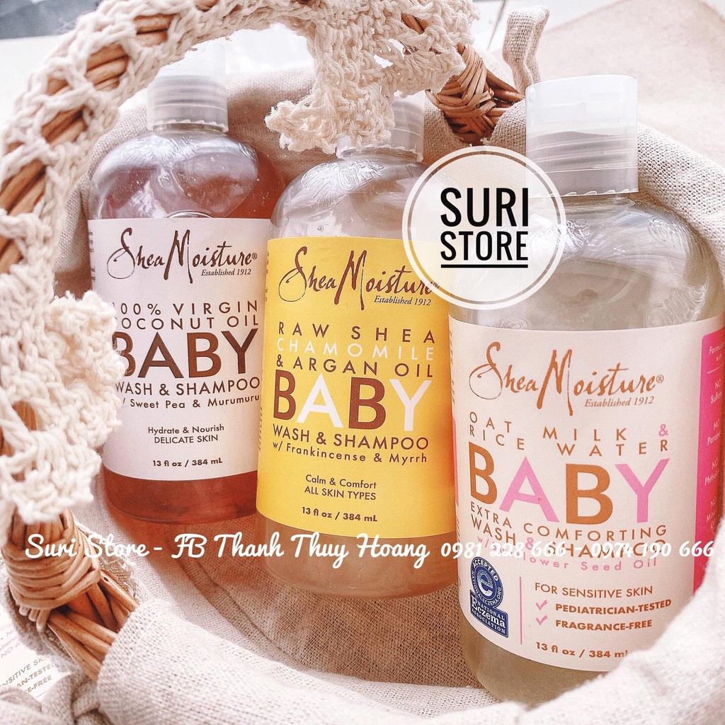 Sữa tắm gội Shea moisture Baby cho bé Mỹ 384ml