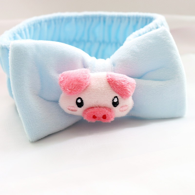 Băng Đô Turban Hình Nơ Kèm Con Heo Lợn Pig Vải Bông Nhung Dày Dặn Siêu Mềm Mướt Cute !