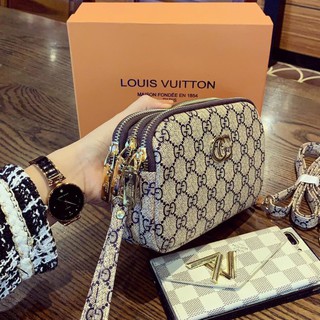 Túi GcLv đa năng 3 ngăn kéo khóa, cầm tay, đeo chéo size 20cm