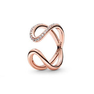 Silver Rose Gold Bead Open Ring