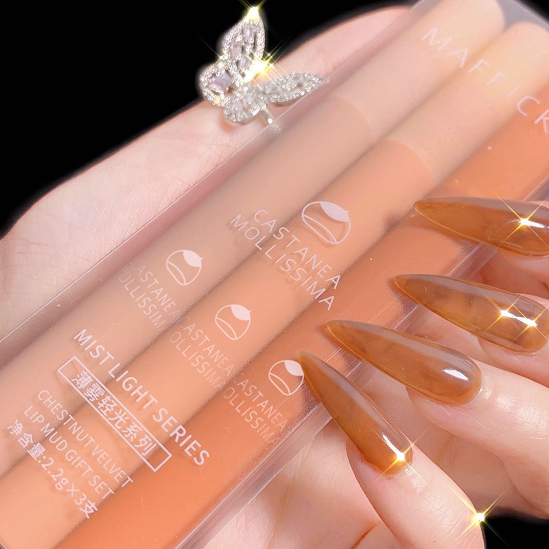 Moisturizing lip glaze waterproof and sweat-proof lip glaze three-piece lipstick