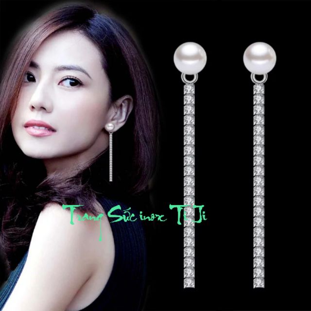 Bông tai nữ inox đính xoàn sang trọng