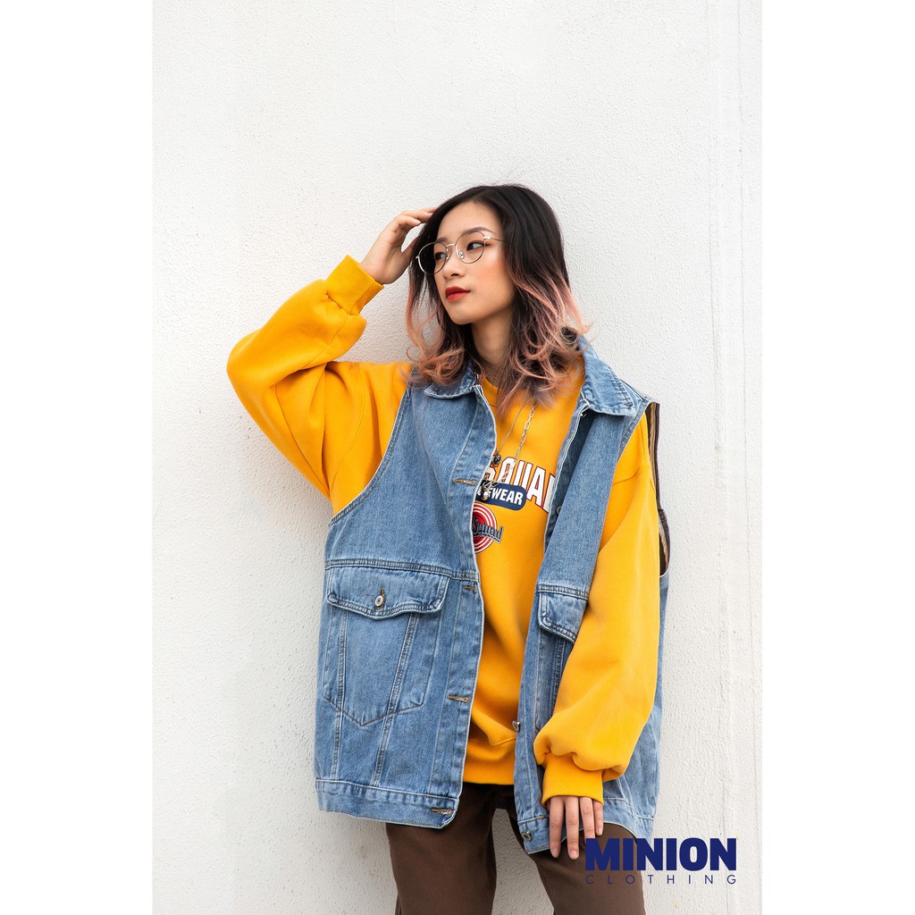 [Mã WABRHI5 giảm 15% đơn 599K] Áo gile jeans Minion Clothing form rộng, dáng Unisex, phong cách Ulzzang Streetwear A2813