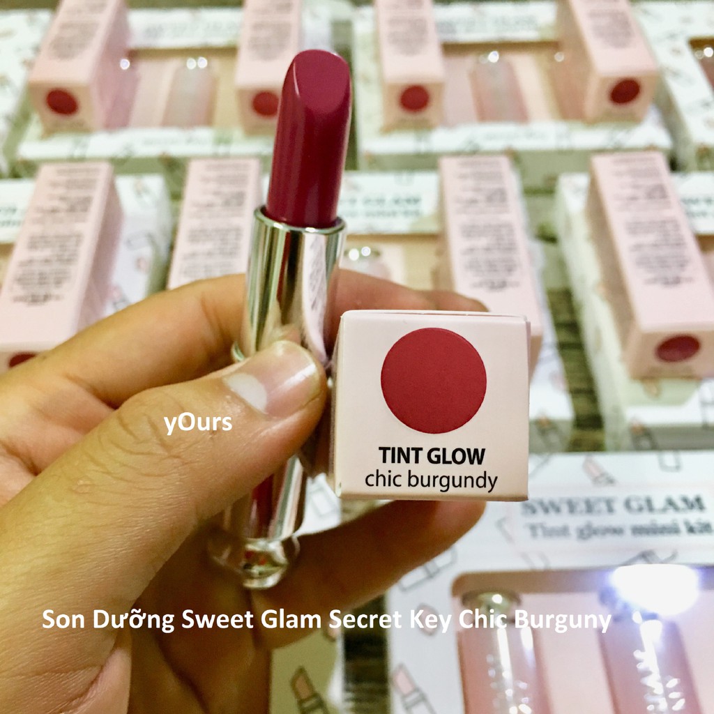 [Đại Lý Chính Thức] Son Dưỡng Có Màu Sweet Glam Tint Glow Secret Key Chic Burgundy - Son Dưỡng Sweet Glam Màu Đỏ Mận