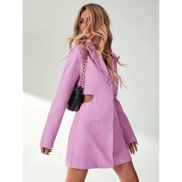 ZARA Đức - Đầm chính hãng auth new tag cao cấp có sẵn sale váy 8682/317 vest tím khóét eo có nút lớp lót độn hai vai