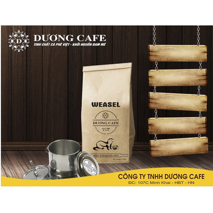 Cà phê Chồn WEASEL rang mộc - Thức uống thượng hạng - Hộp quà 200g/gói - DƯƠNG CAFE