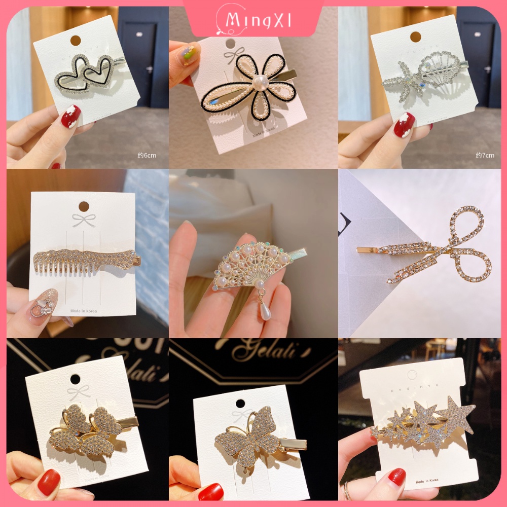 Kẹp Tóc Kim Loại Hình Bướm Đính Đá Màu Vàng Thời Trang Phong Cách Hàn Quốc Cho Nữ