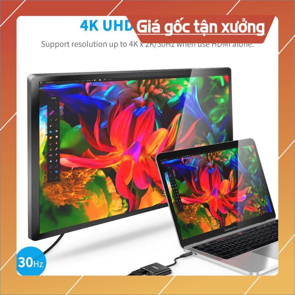 Hub chia cổng đa năng 2 in 1 Type-C ra VGA Full HD & HDMI chuẩn 4K hiệu CHOETECH M07BK dành cho Macbook Pro / Smartphone