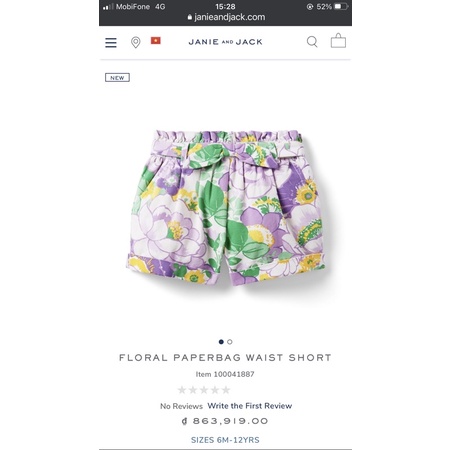Quần ngắn bé gái paperbag waist - Janie and Jack - xuất xịn.