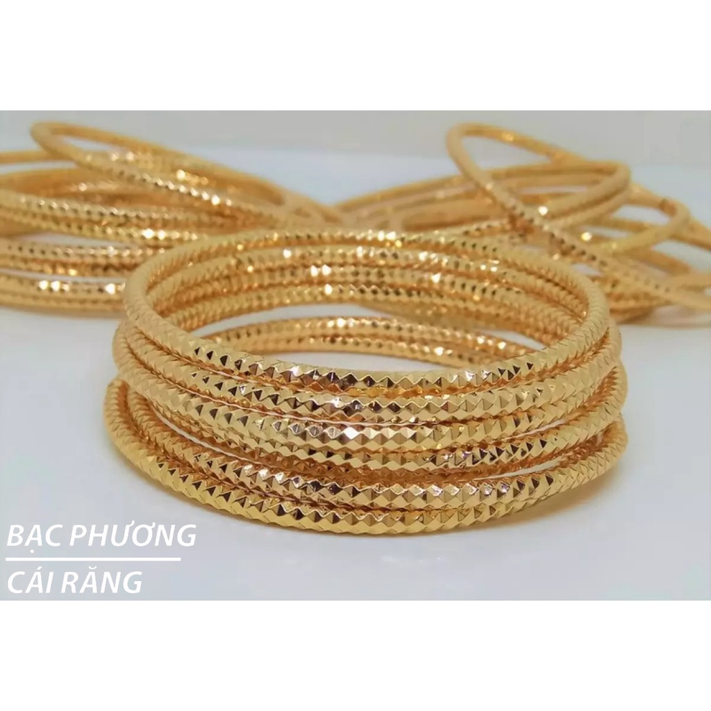BỘ 7 VÒNG XIMEN BẢN TRÒN HOẠ TIẾT CẮT MÁY KIM CƯƠNG MẠ VÀNG 18K