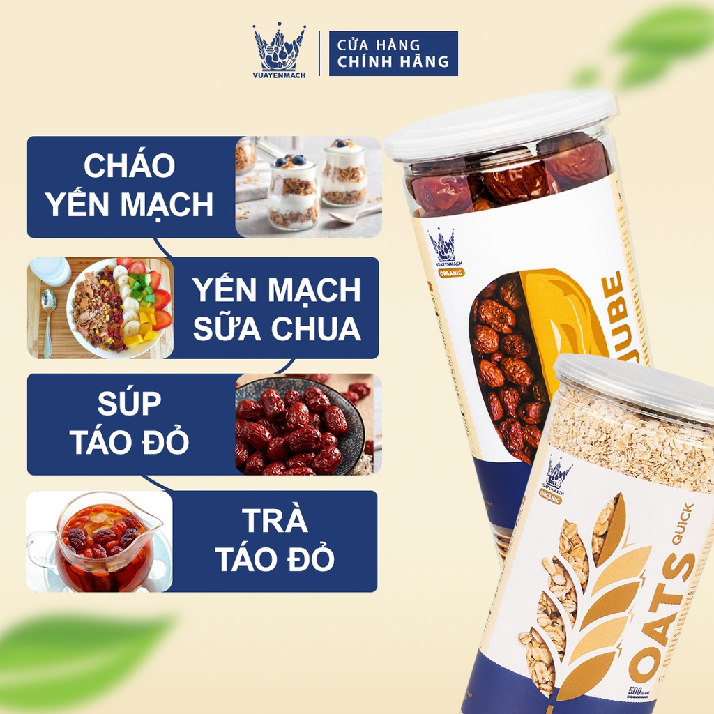 [Combo Tiết Kiệm] Yến Mạch Ăn Kiêng 500gr Nhập Khẩu Úc + Táo Đỏ Thượng Hạng 350gr Vua Yến Mạch