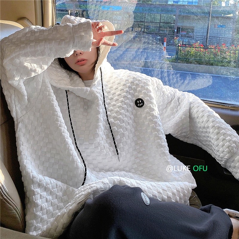 Áo khoác hoodie dáng rộng màu sắc thời trang Hàn Quốc cho cặp đôi độc đáo
