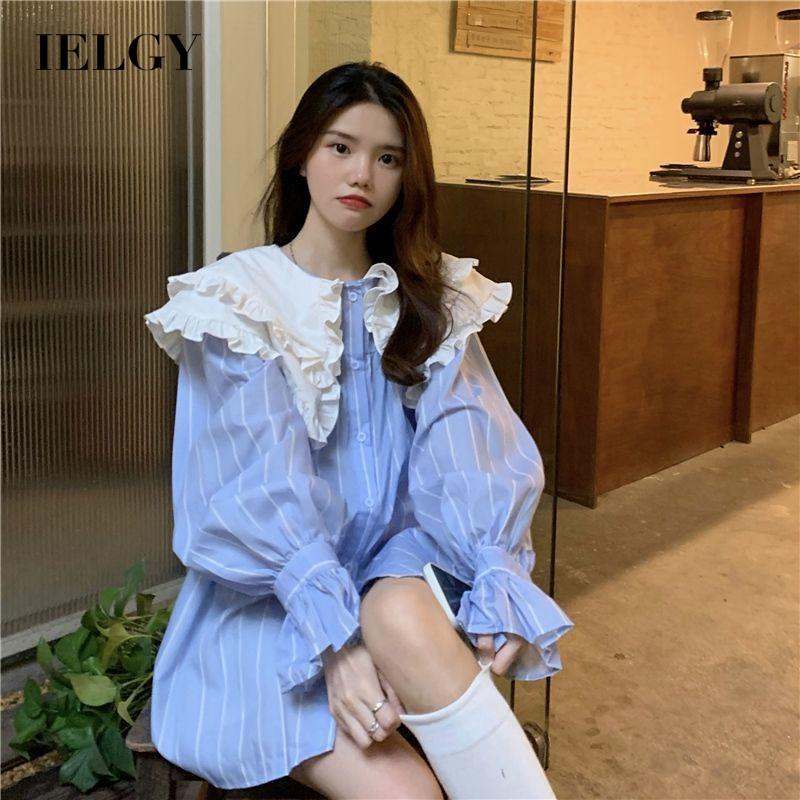 Áo sơ mi IELGY cổ búp bê hợp thời trang dễ phối đồ cho nữ