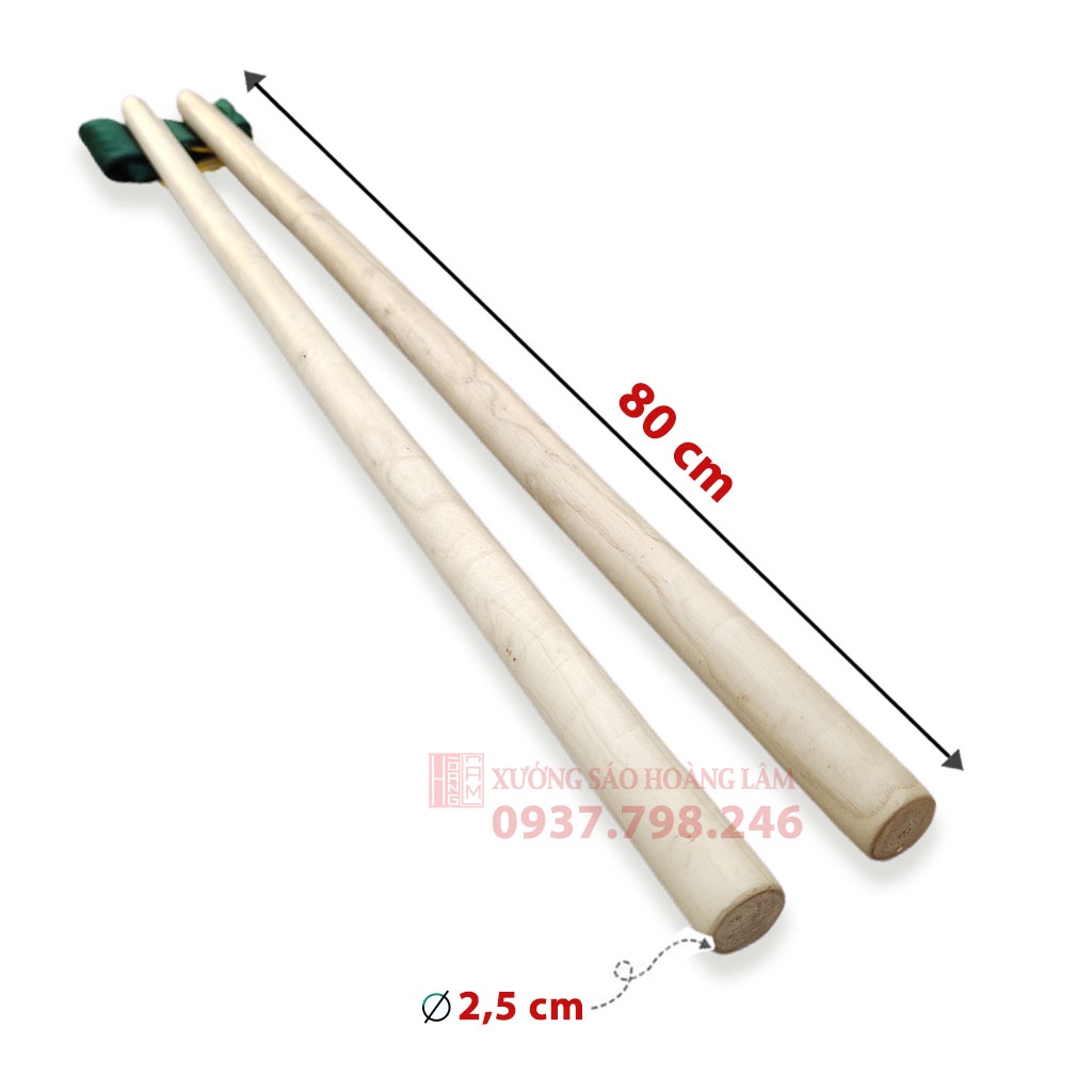 Gậy tập võ thuật Song Đoản Côn gỗ Bạch lạp 80 cm dùng tập thể dục, Kungfu chuyên nghiệp