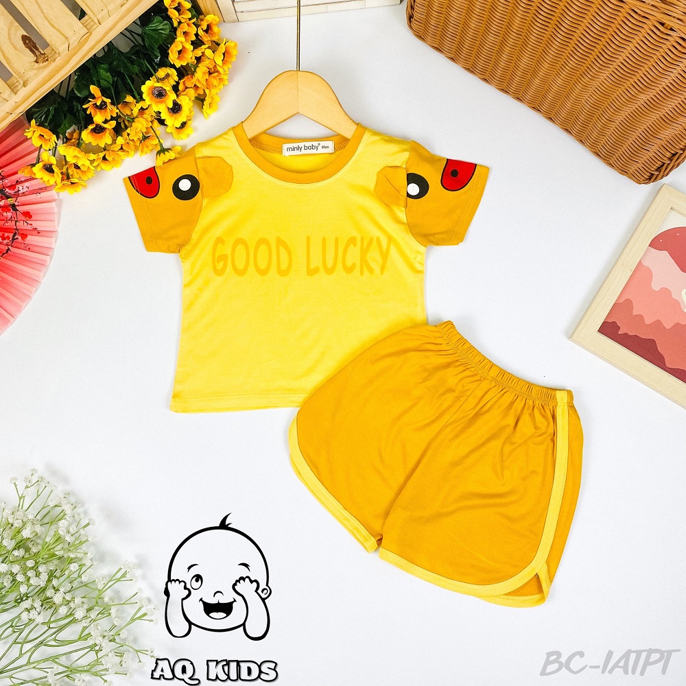 [Bé 7-30kg] Bộ Quần áo Cộc Tay Bé Trai, Bé Gái MINLYBABY, Thiết Kế Phối Tai Thỏ, Quần Vát Dễ Thương Unibaby - BCIATPT