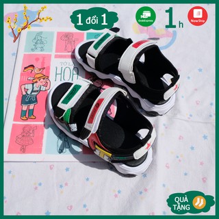 Sandal học sinh màu đen phối xanh đỏ, giày quai hậu Hàn Quốc - May House Shop