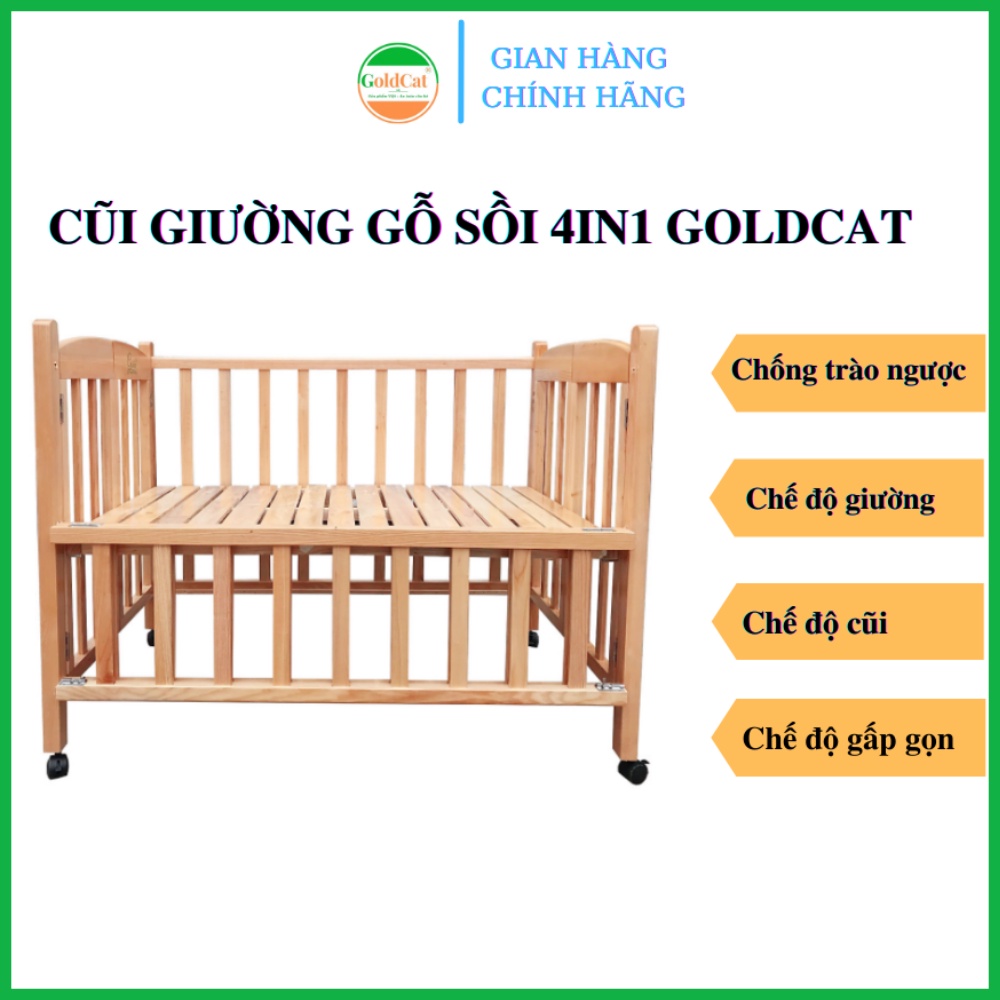 Cũi trẻ em gỗ Sồi GoldCat 3 kích thước(mua cũi tặng balo bỉm sữa tiện lợi)