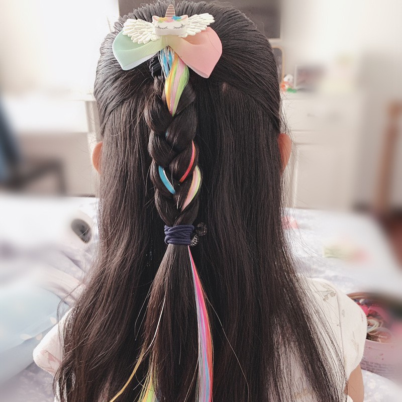 Kẹp tóc ngôi sao/ bướm/ kỳ lân/ thỏ/ nơ tùy chọn đính tua rua xinh xắn dành cho bé gái