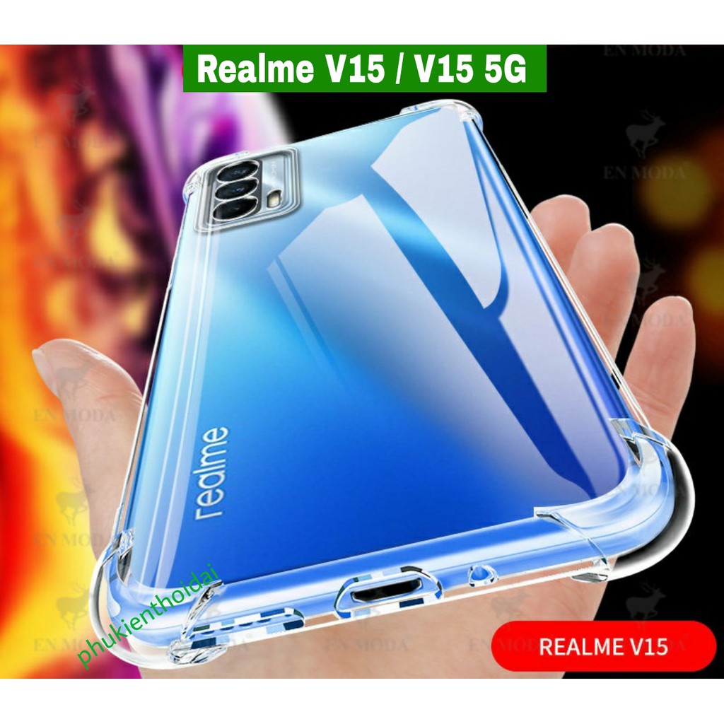 Ốp lưng Silicon dẻo trong suốt Realme V15 / V15 5G chống sốc lồi 4 góc hạn chế ố vàng