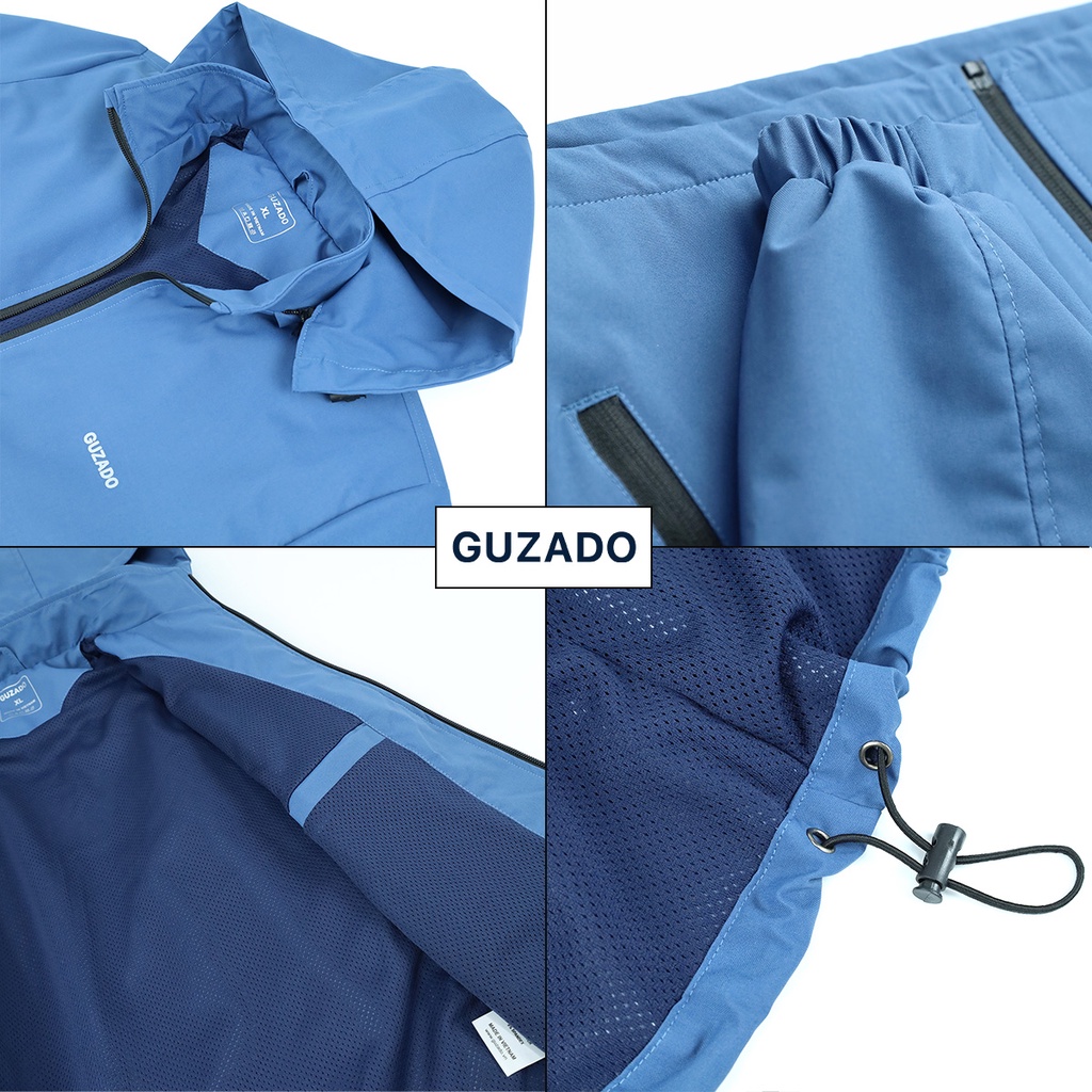 Bộ thể thao gió nam GUZADO Áo Gió Kết Hợp Quần Dài Thể Thao BGD01