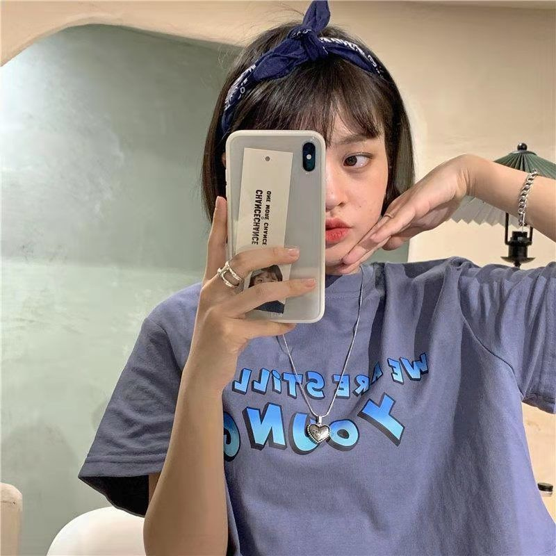 Áo thun cotton ngắn tay phong cách Hồng Kông thời trang cá tính