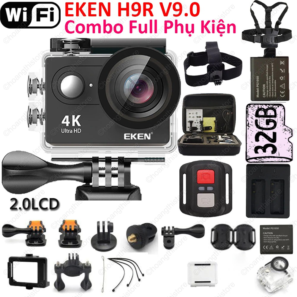 ✔ Camera Eken H9R V9.1 cùng combo phụ kiện Có Wifi, Remote Dùng đi phượt du lịch hành trình động V9 8 7 Hàng Chính Hãng