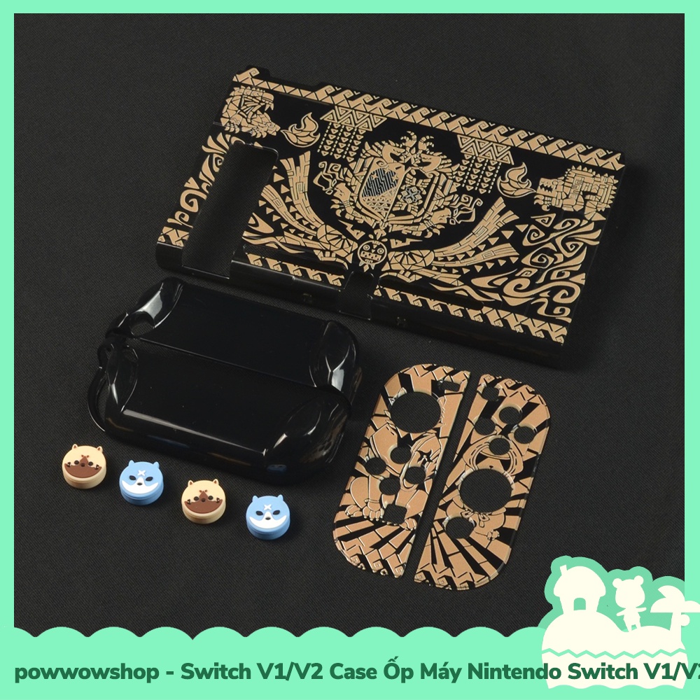 [Sẵn VN - Hỏa Tốc] Case Switch V1/V2 Case Ốp Nhựa ABS Cho Máy Game Nintendo Switch V1/V2 Monster Hunter Pattern Style