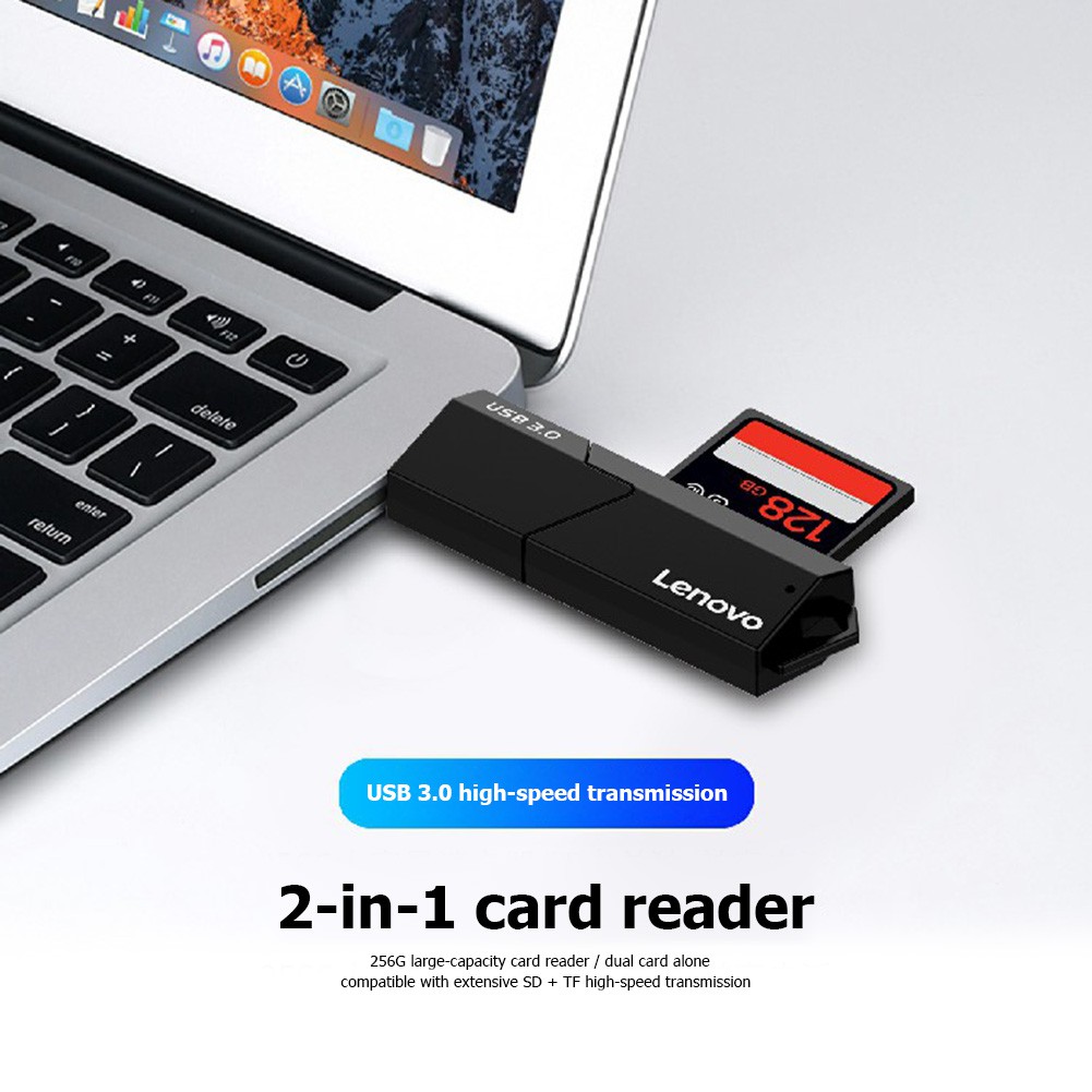 Đầu Đọc Thẻ Nhớ Lenovo D204 5Gbps USB 3.0 2 Trong 1 Tốc Độ Cao Hỗ Trợ Thẻ Nhớ 2TB