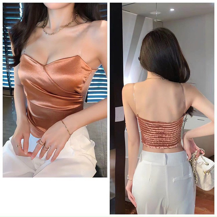 Áo Cúp Ngực Selala Lụa Cao Cấp Cổ V Thiết Kế Đệm Sẵn 1,5cm Nâng Đẩy Quyến Rũ V09