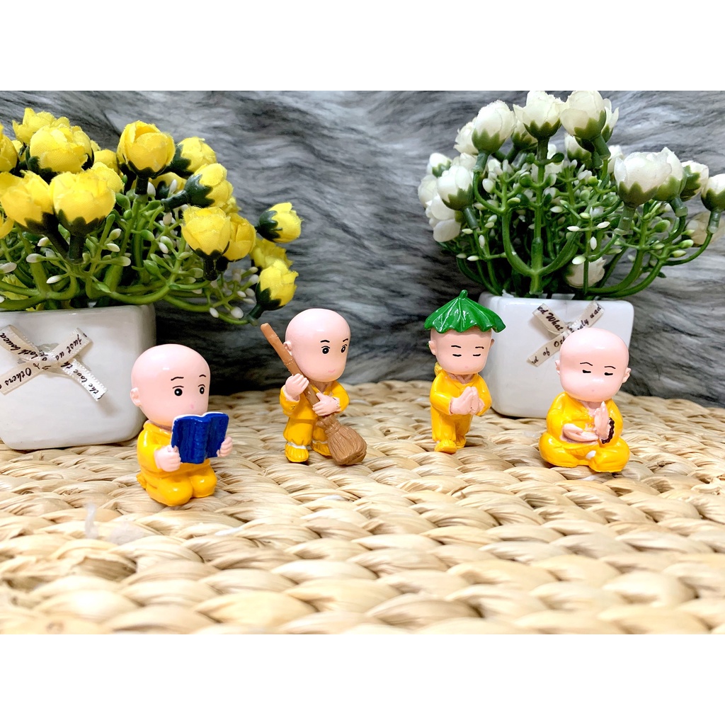 Bộ 4 tượng chú tiểu Tài Lộc Trí Tuệ Từ Bi ( Hình Thật - Video Thật )