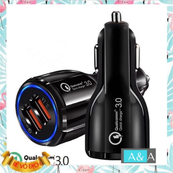 Tẩu sạc ô tô QC3.0 2 cổng USB 5V/3A củ sạc nhanh cho ô tô