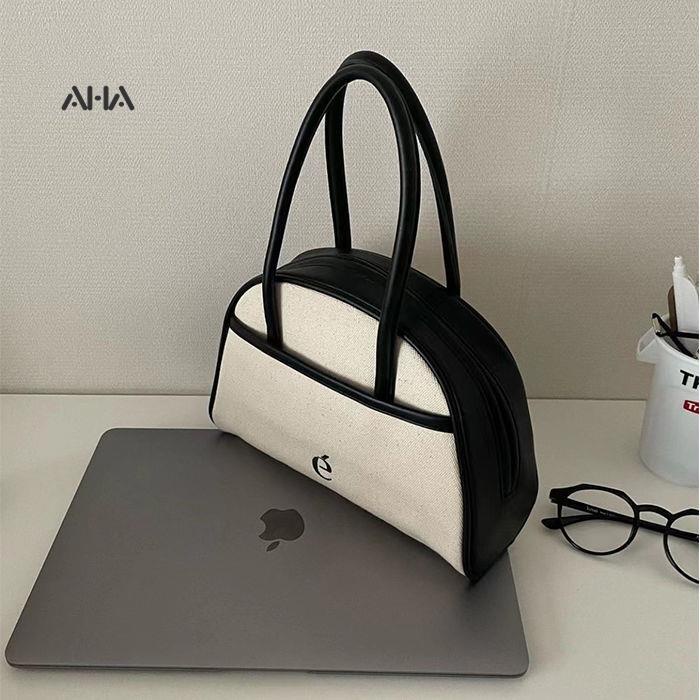 Túi xách đeo vai AHA official vải canvas hình bán nguyệt dễ phối đồ
