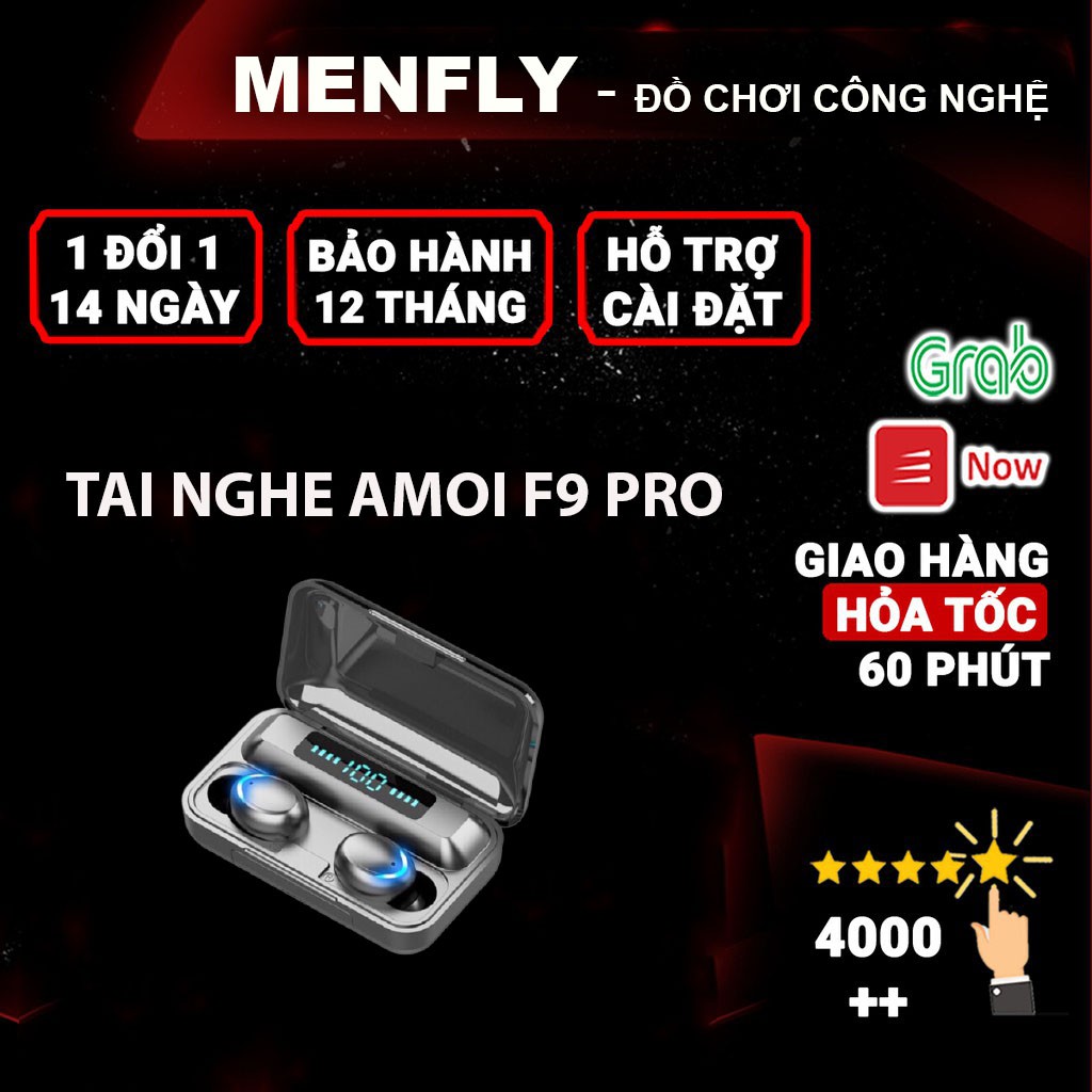 Tai Nghe Bluetooth [KÈM SẠC PHÒNG] F9 PRO TWS Không Dây | Nút cảm Ứng | Hiển Thị % Pin, Dung Lượng 3500Mah Nghe Nhạc 5H