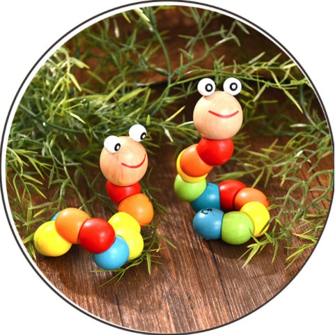 [LOẠI TO] Đồ Chơi Con Sâu Gỗ 20CM Uốn Dẻo Nhiều Màu Sắc Đáng Yêu Thú Vị Cho Bé [Đồ Chơi Trẻ Em]