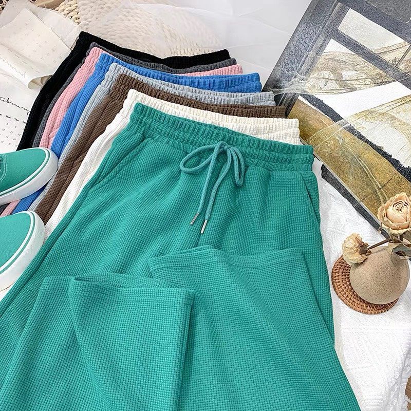 Quần jogger nữ bo gấu chất tổ ong - Quần jogger nữ ống rộng thể thao phong cách Ulzzang siêu hot