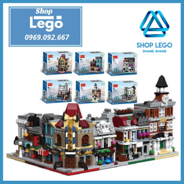 Xếp hình tòa nhà khu phố Pari nước Pháp hoa lệ Streetview Modular Lego Minifigures Decool 1114 1119