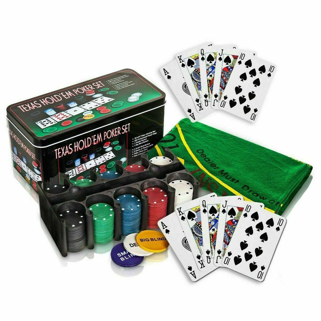Bộ 200 Chip Poker có số  kèm thảm hàng nhập khẩu Texas Hold'em Blackjack